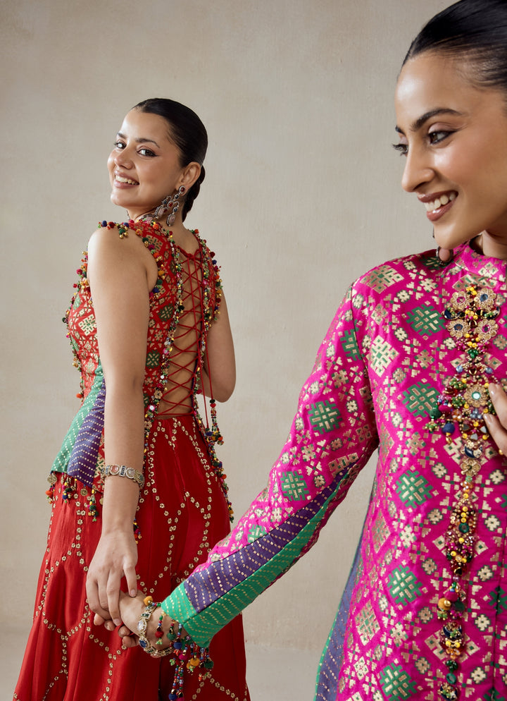 Red Patola Silk Sharara Set