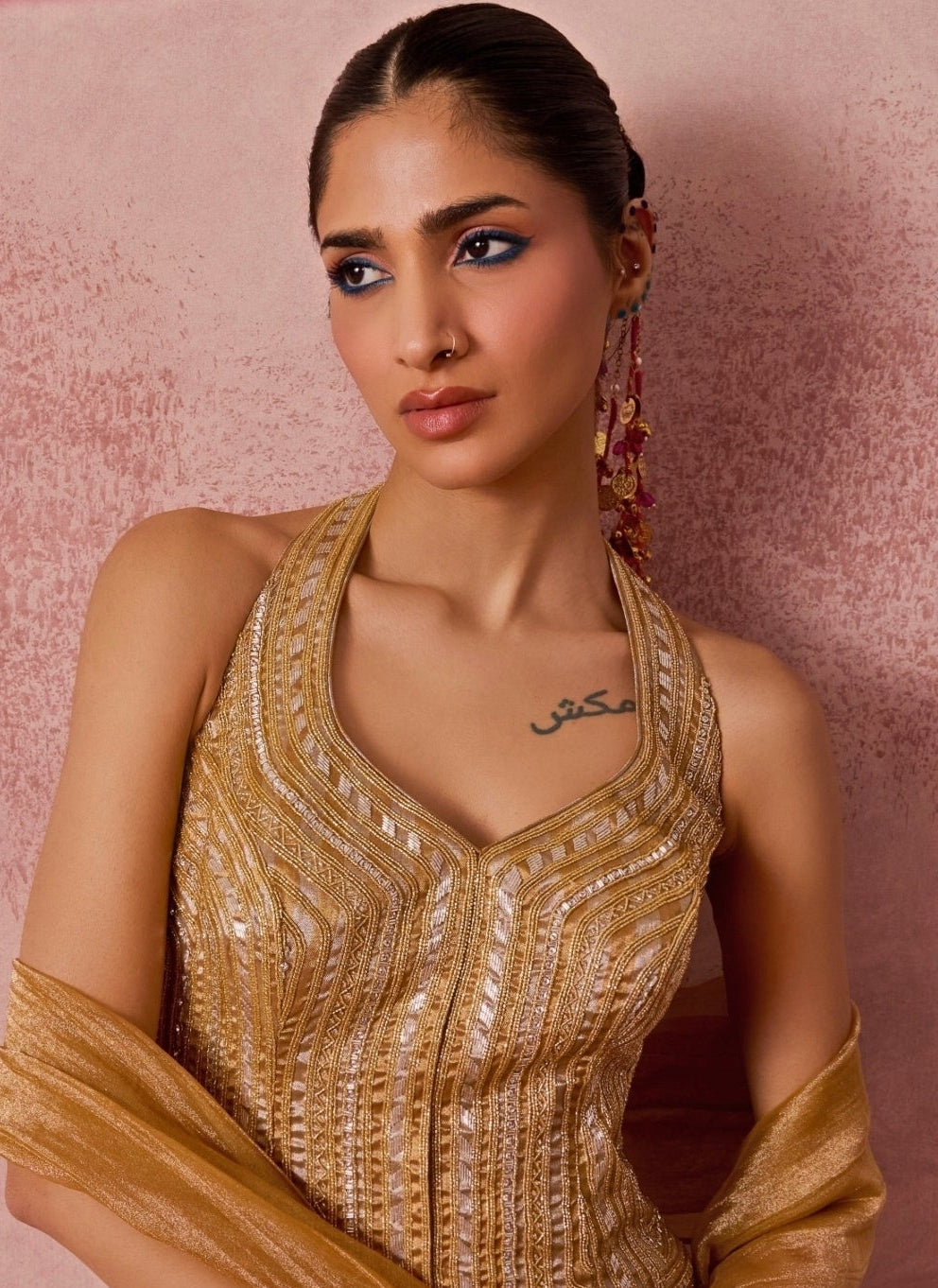 Gold Jamewar Corset Palazzo Set