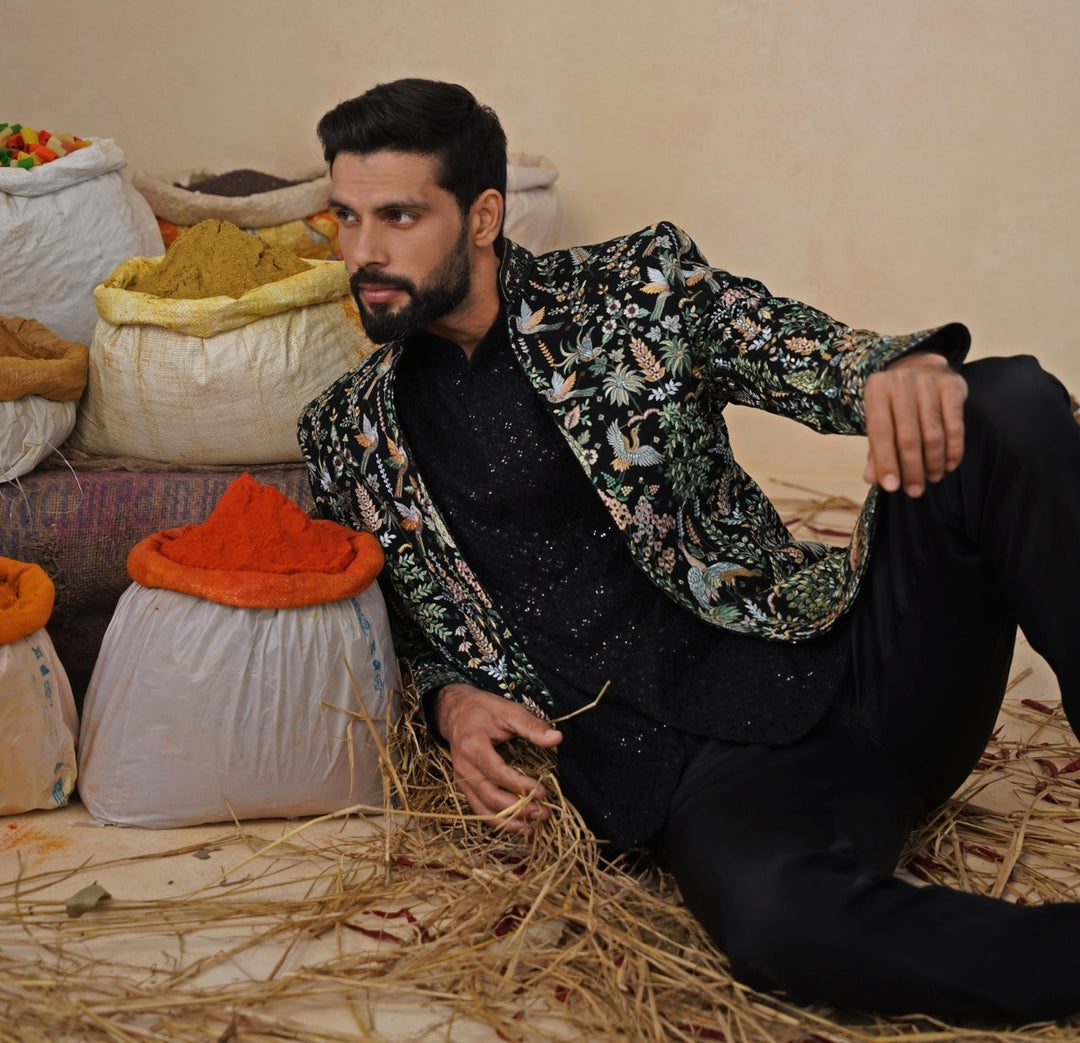 Black Georgette Jodhpuri Set