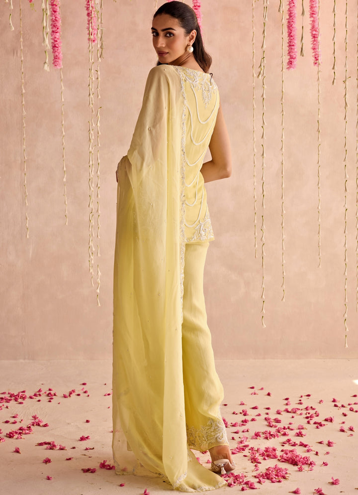 Yellow Embroidered Kurta Pants Set