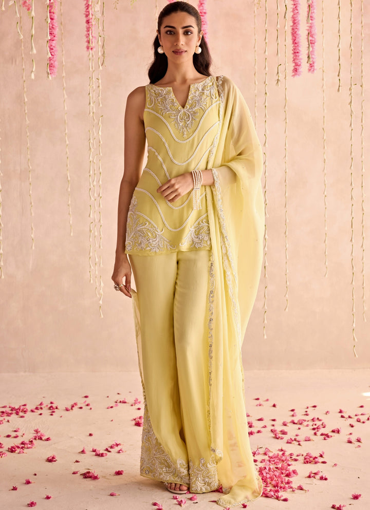 Yellow Embroidered Kurta Pants Set