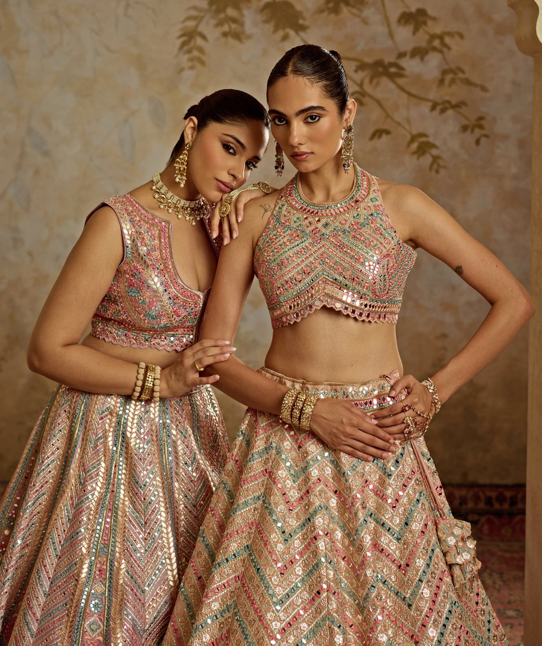 Purple Mirror Embroidered Silk Lehenga