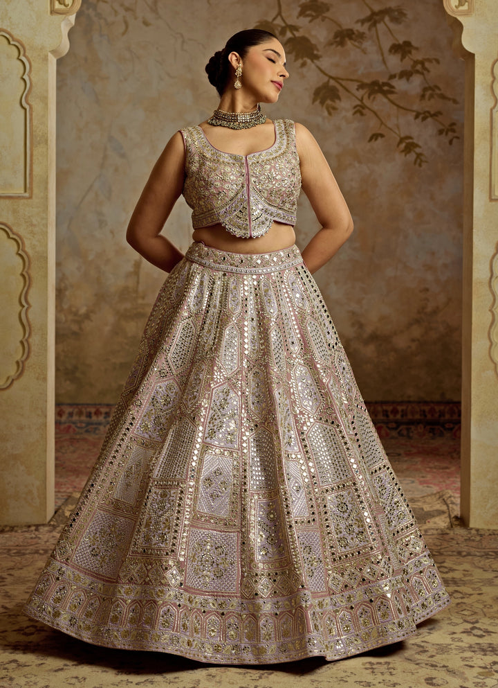 Lavender Embroidered Tissue Lehenga