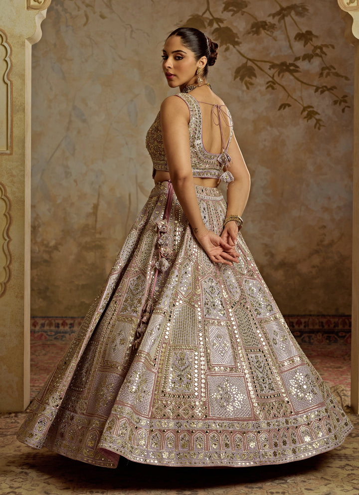 Lavender Embroidered Tissue Lehenga