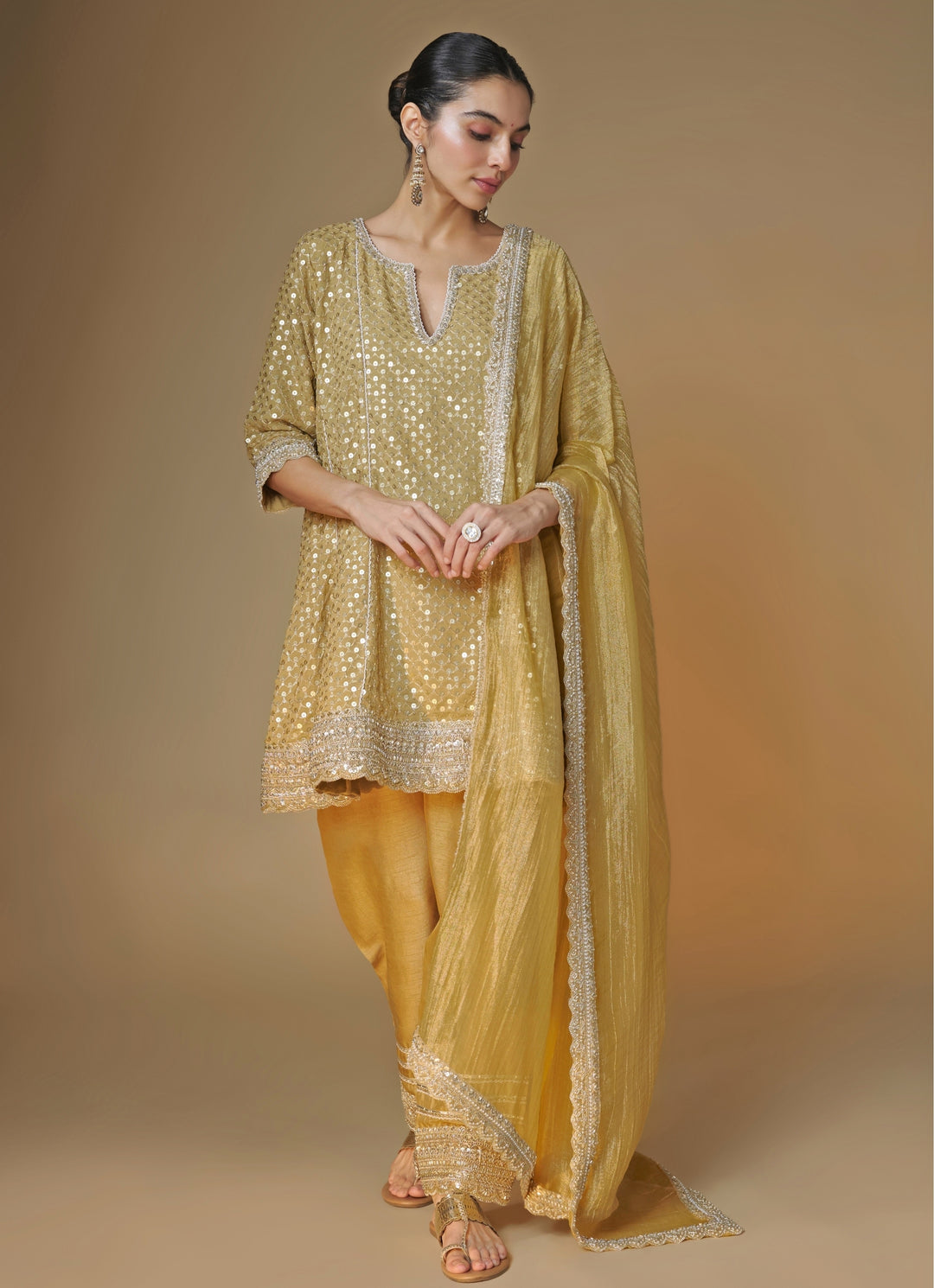Champagne Gold Georgette Kurta Salwar Set
