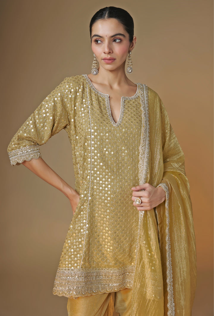 Champagne Gold Georgette Kurta Salwar Set