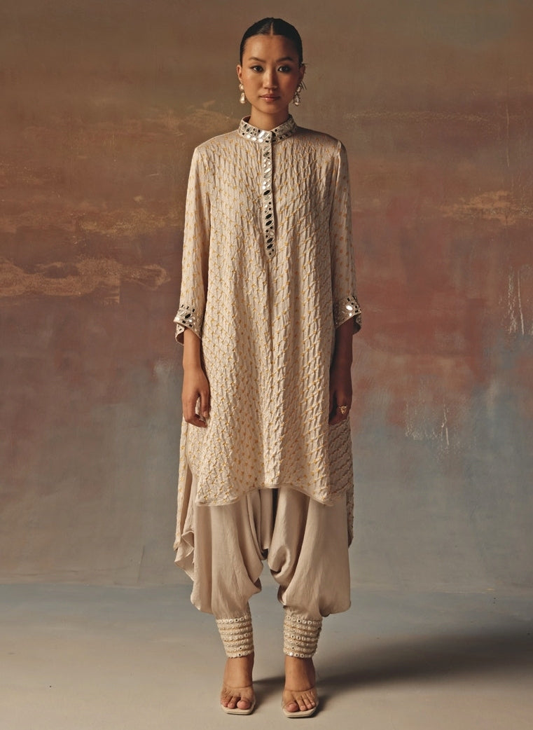 Dusty Pink Bandhani Kurta Dhoti