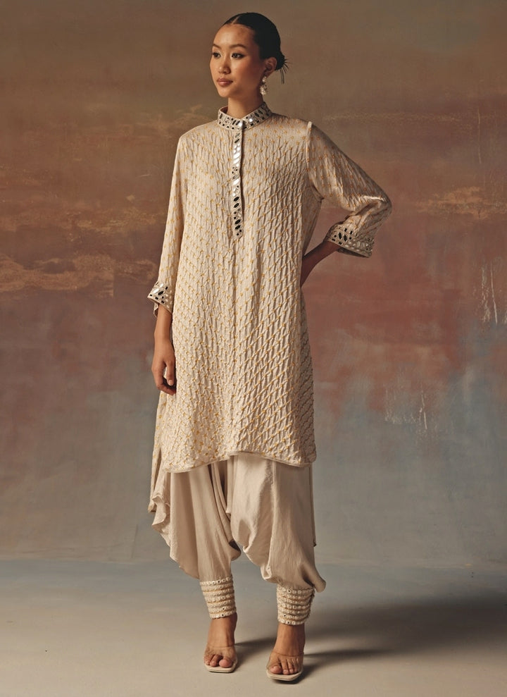 Dusty Pink Bandhani Kurta Dhoti