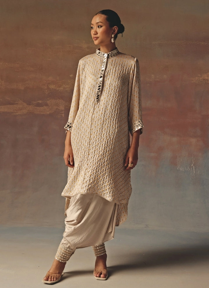Dusty Pink Bandhani Kurta Dhoti