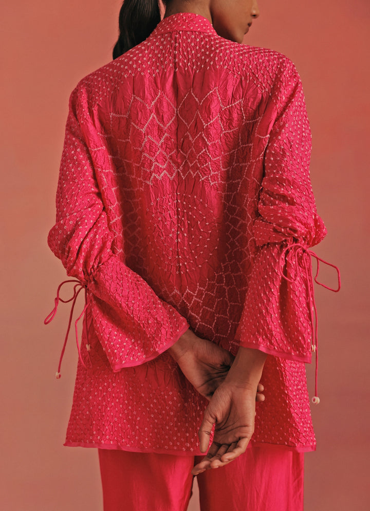 Hot Pink Bandhani Tunic Pants Set