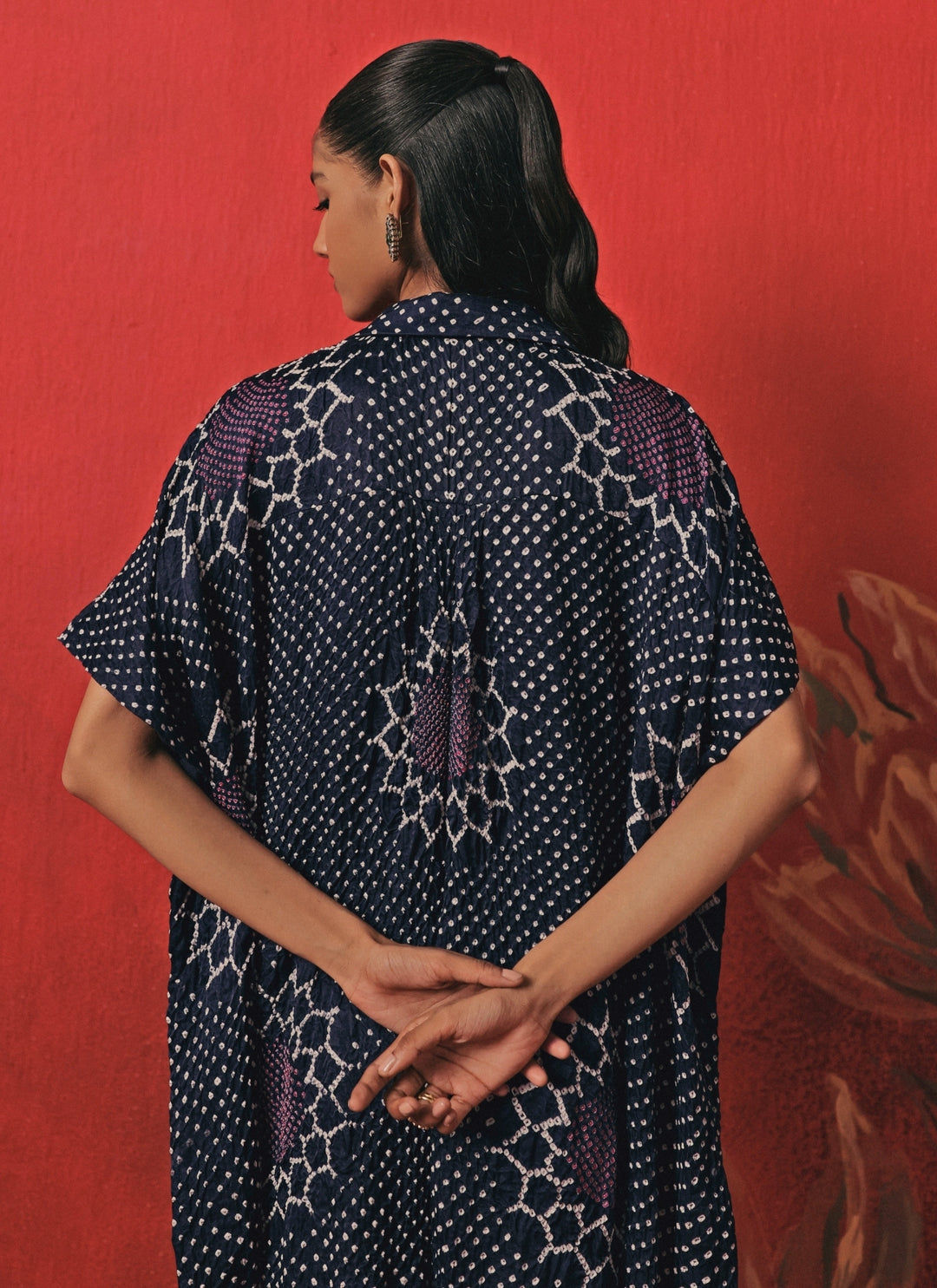 Indigo Blue Bandhani Shirt And Palazzo Set