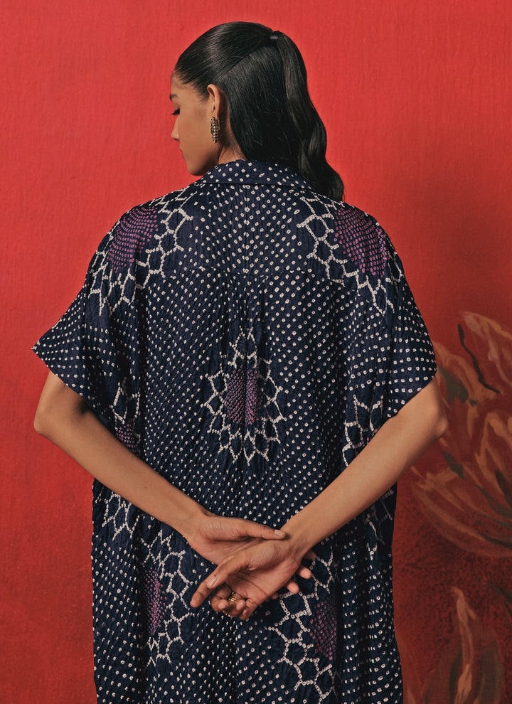 Indigo Blue Bandhani Shirt And Palazzo Set