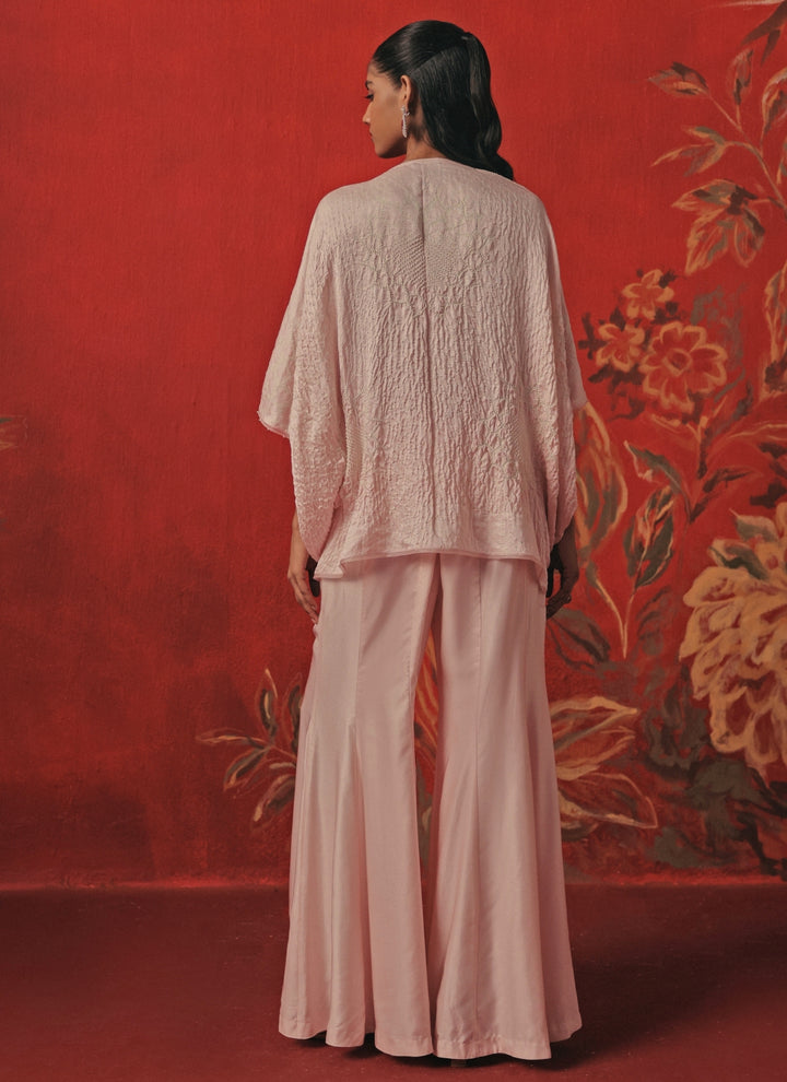 Blush Pink Bandhani Cowl Top And Pants Set