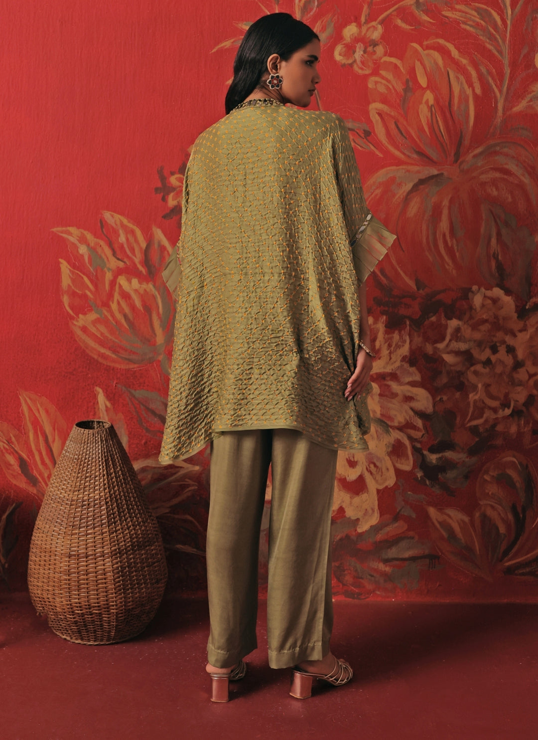 Green Bandhani Kurta Palazzo Set