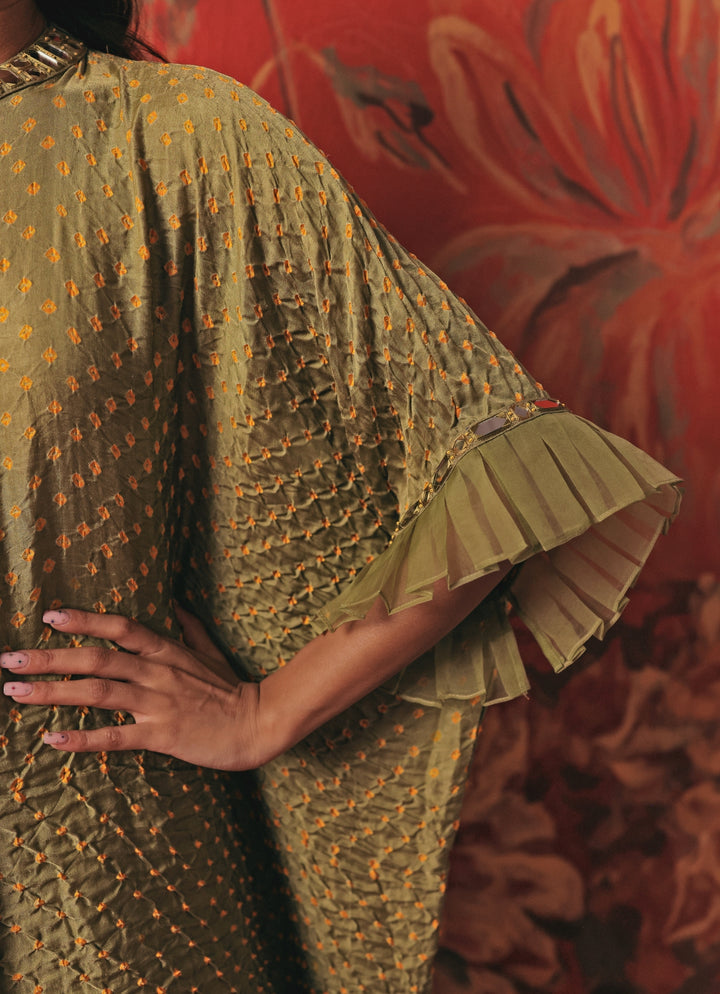 Green Bandhani Kurta Palazzo Set