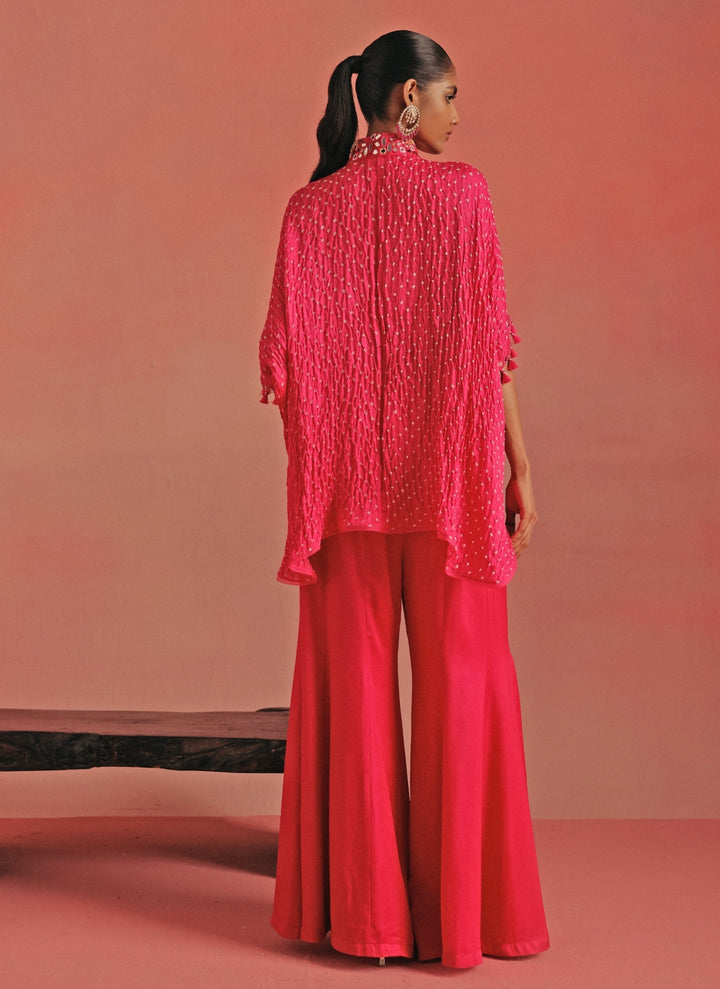 Hot Pink Bandhani Shirt And Pants Set