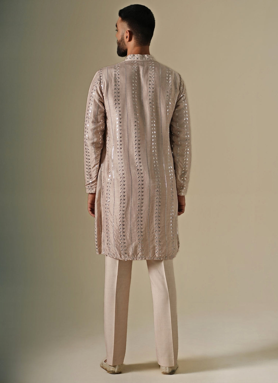 Beige Starlit Silk Kurta Set