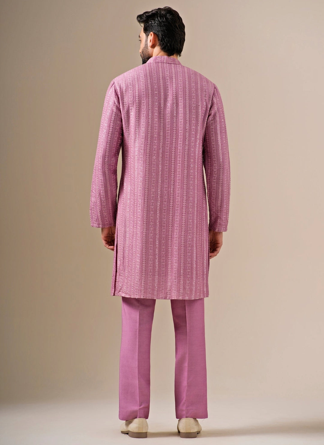 Lilac Silk Kurta Pants Set
