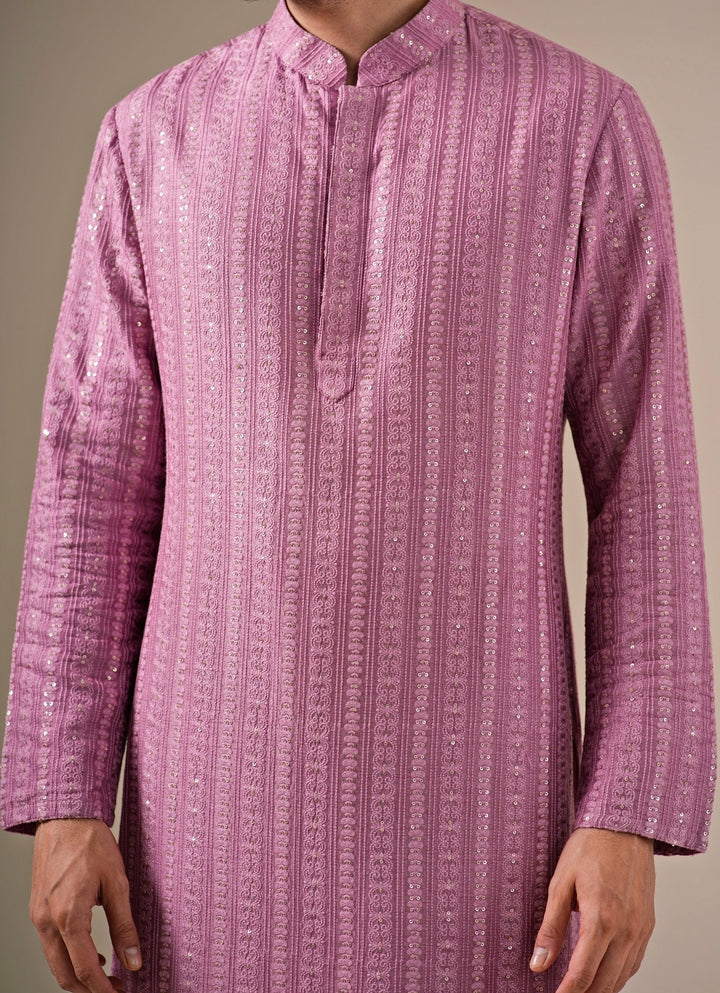 Lilac Silk Kurta Pants Set