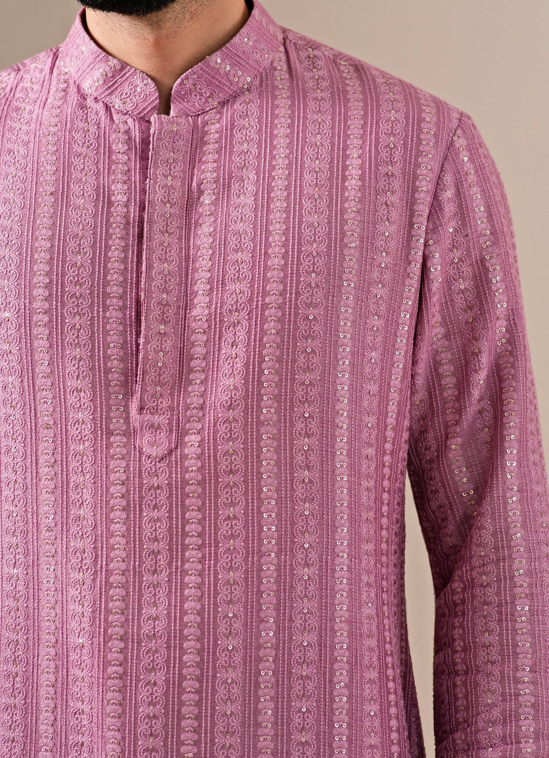 Lilac Silk Kurta Pants Set