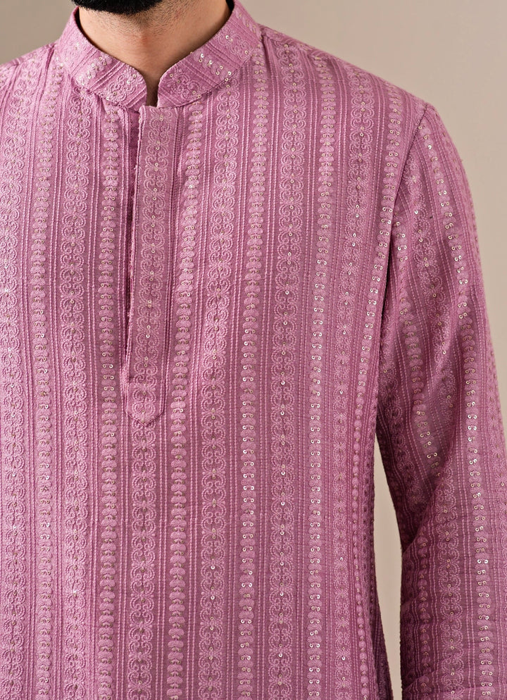 Lilac Silk Kurta Pants Set