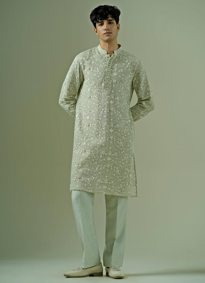 Pista Green Georgette Kurta Set