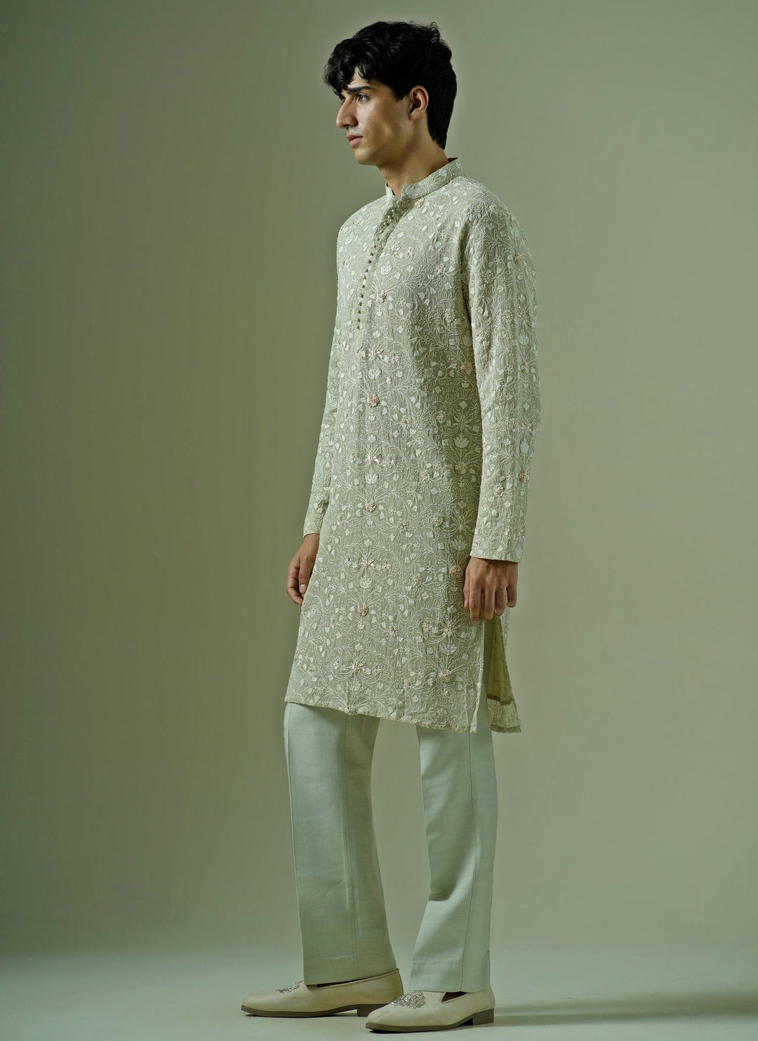 Pista Green Georgette Kurta Set