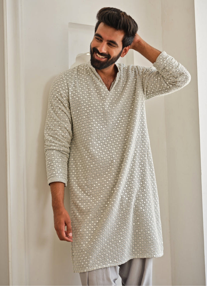Greyish Blue Georgette Kurta Set