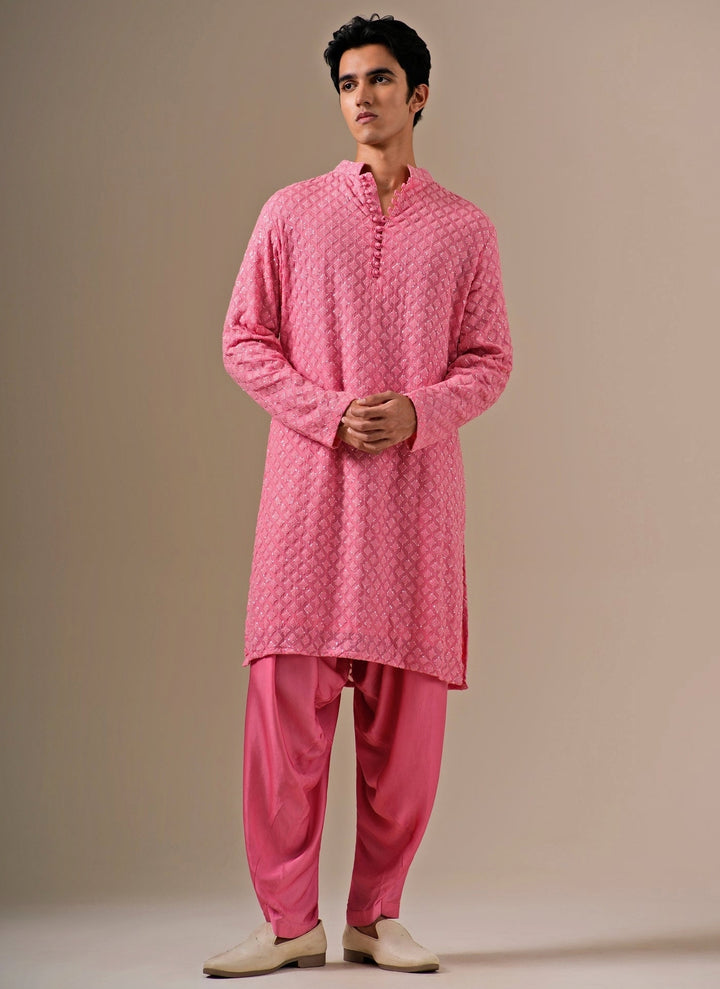 Pink Georgette Kurta Set with Patiala Pants