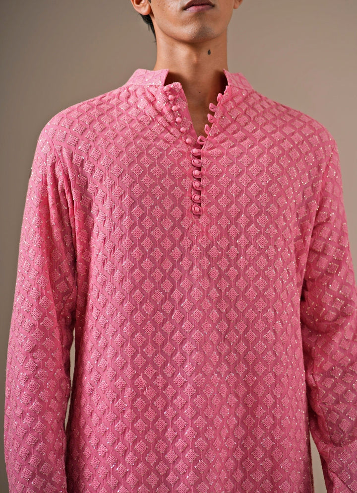Pink Georgette Kurta Set with Patiala Pants