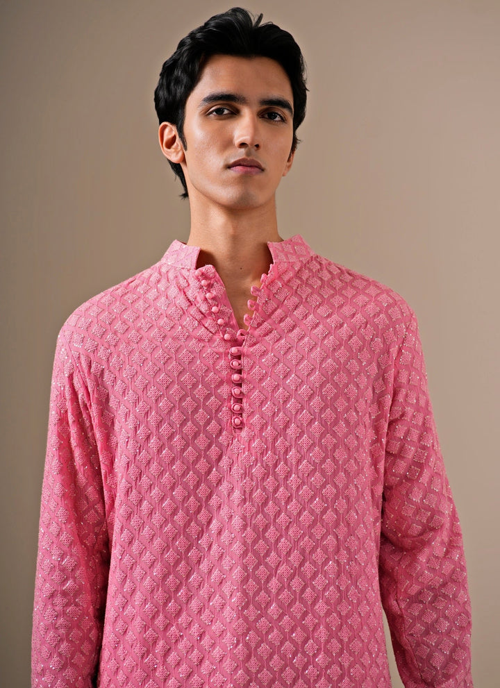 Pink Georgette Kurta Set with Patiala Pants