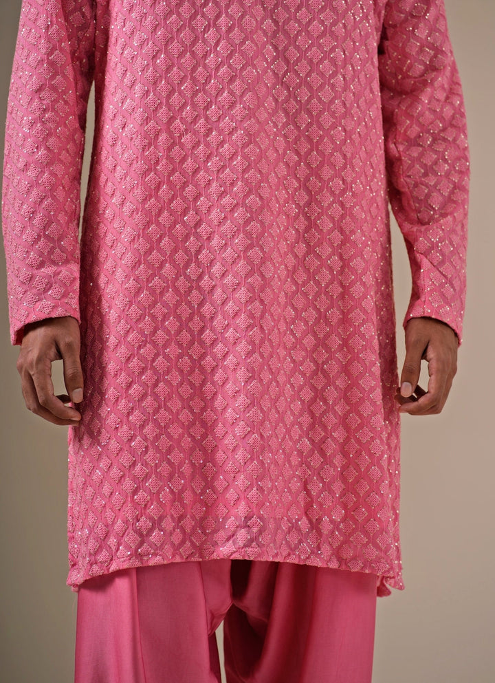 Pink Georgette Kurta Set with Patiala Pants