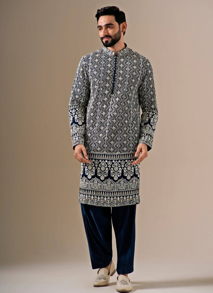 Midnight Blue Georgette Kurta Set with Patiala Pants