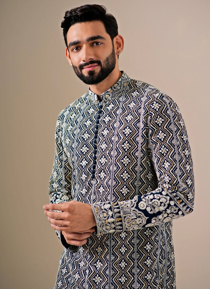 Midnight Blue Georgette Kurta Set with Patiala Pants