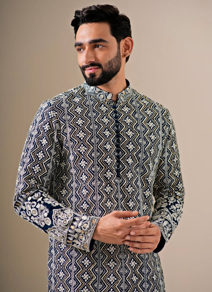 Midnight Blue Georgette Kurta Set with Patiala Pants