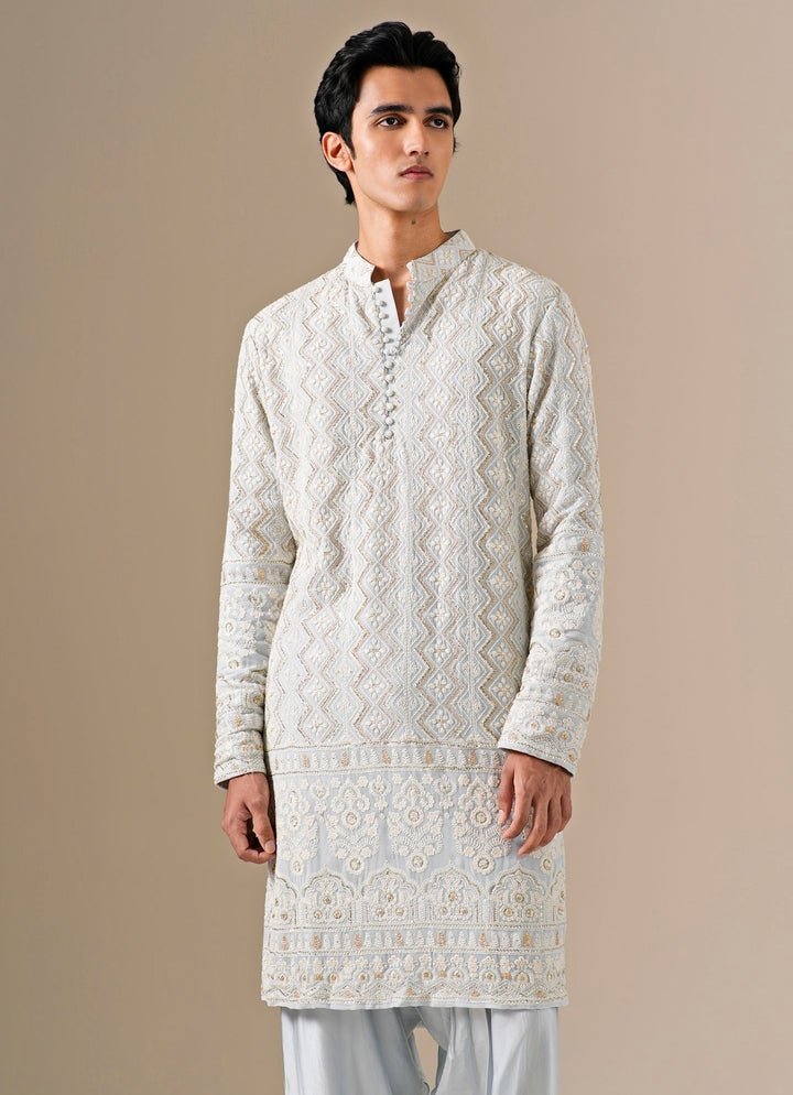 Powder Blue Georgette Kurta Set with Patiala Pants