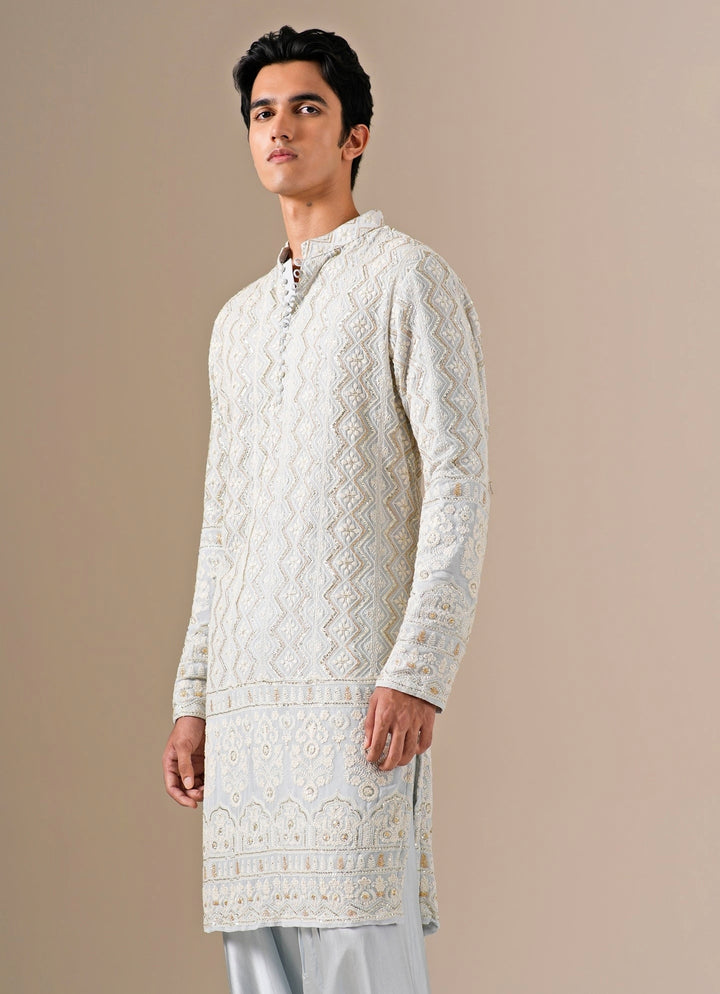 Powder Blue Georgette Kurta Set with Patiala Pants