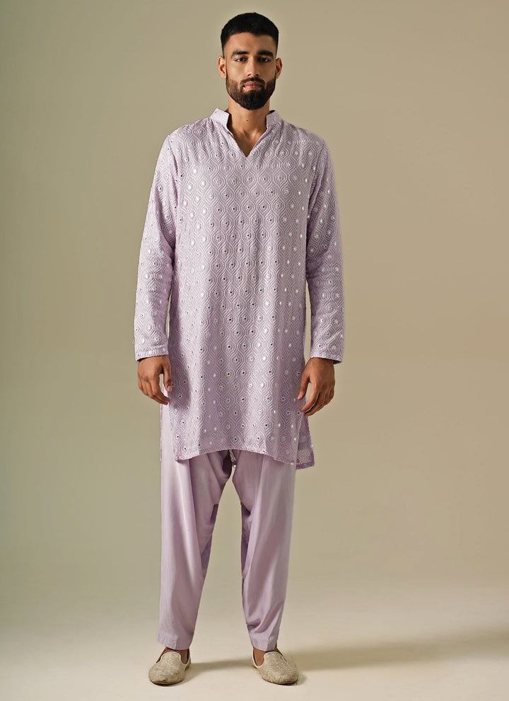Lavender Georgette Mirror Kurta Set