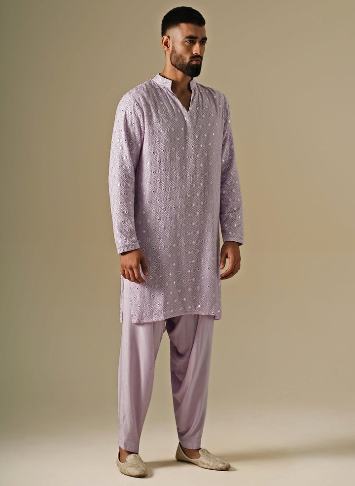 Lavender Georgette Mirror Kurta Set