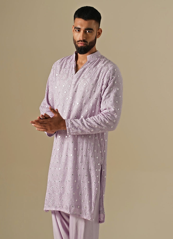 Lavender Georgette Mirror Kurta Set