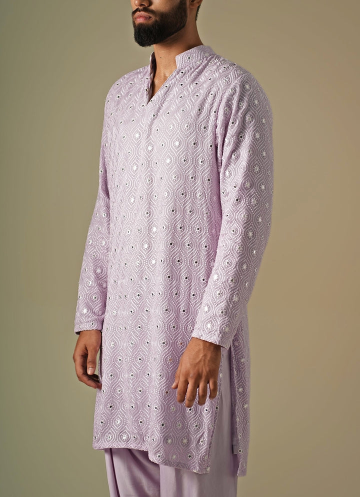 Lavender Georgette Mirror Kurta Set