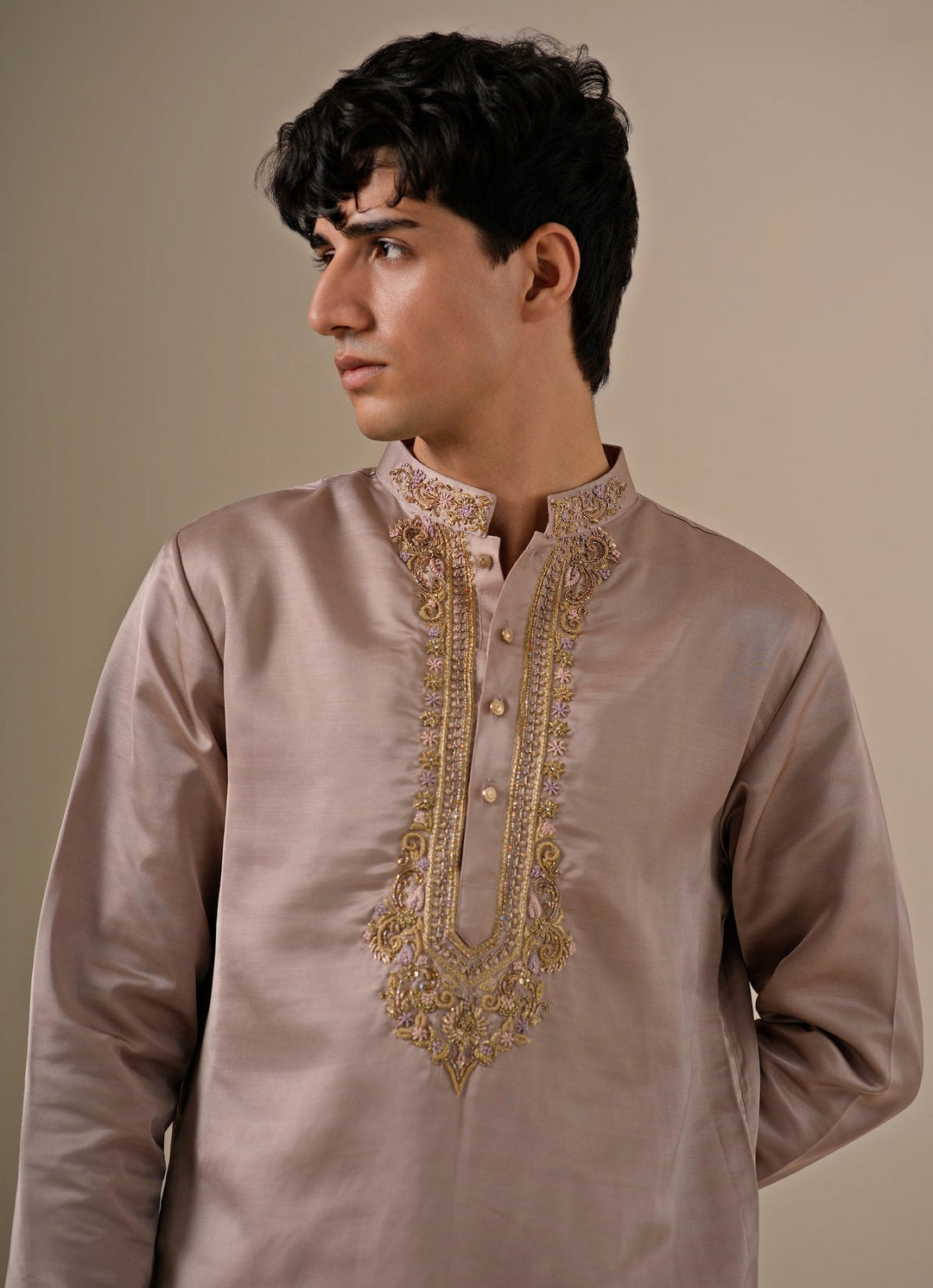 Dusty Lavender Silk Blend Kurta Set
