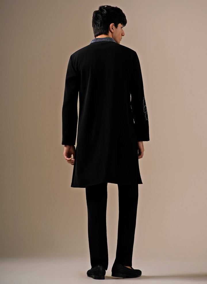 Black Crepe Kurta Pants Set