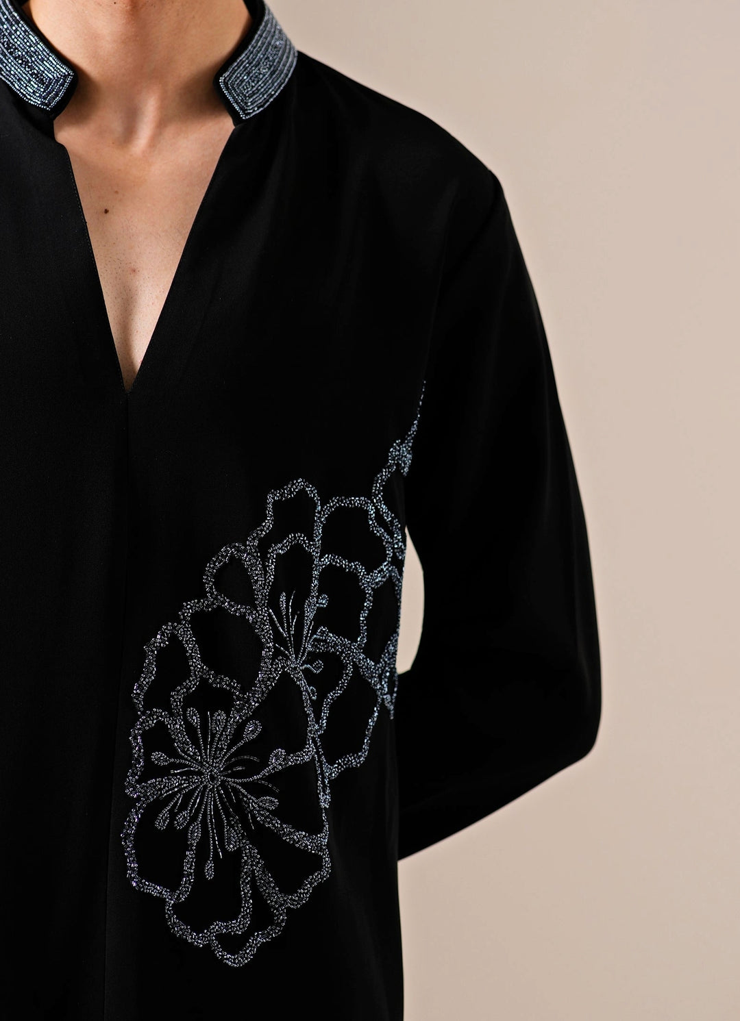 Black Crepe Kurta Pants Set