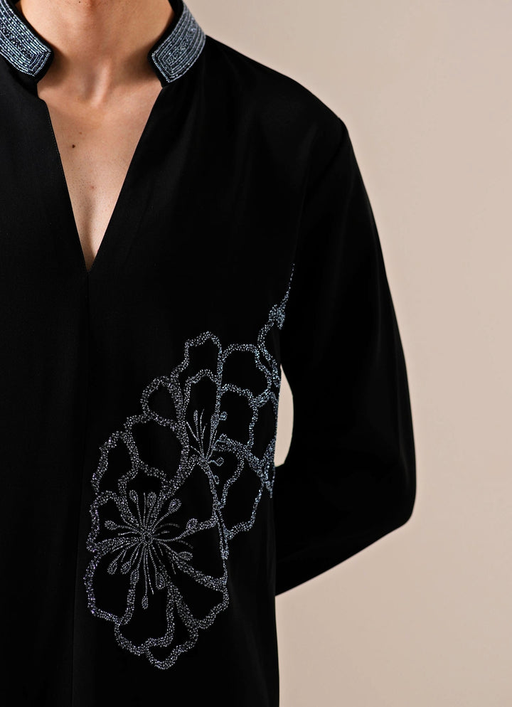 Black Crepe Kurta Pants Set
