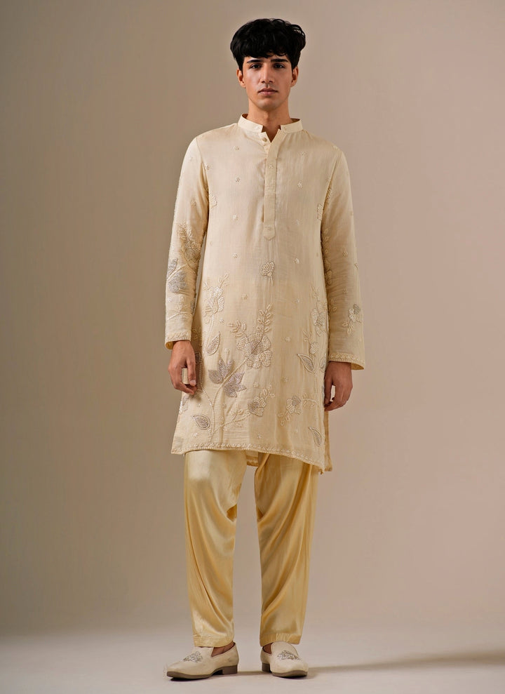 Beige Cotton Chanderi Meadow Kurta Set