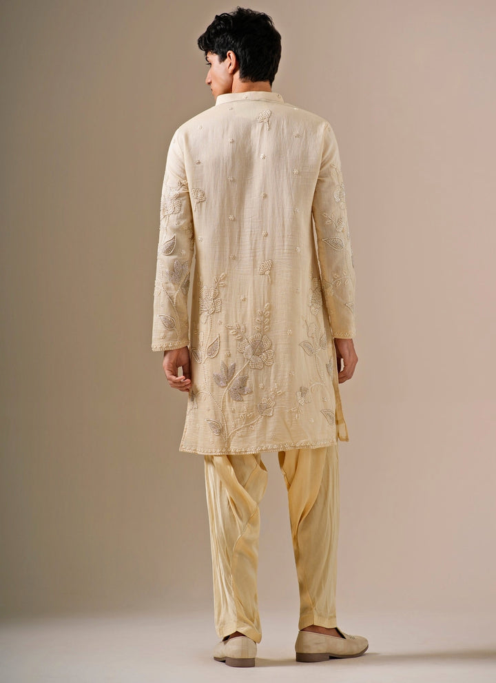 Beige Cotton Chanderi Meadow Kurta Set