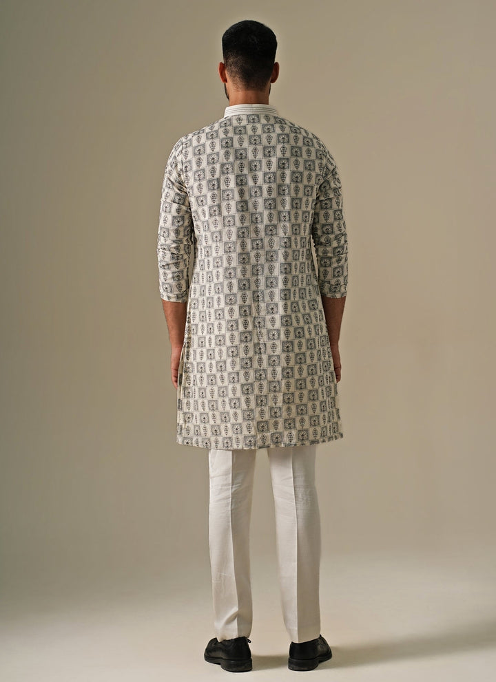 Ivory Cotton Chanderi Mosaic Kurta Set