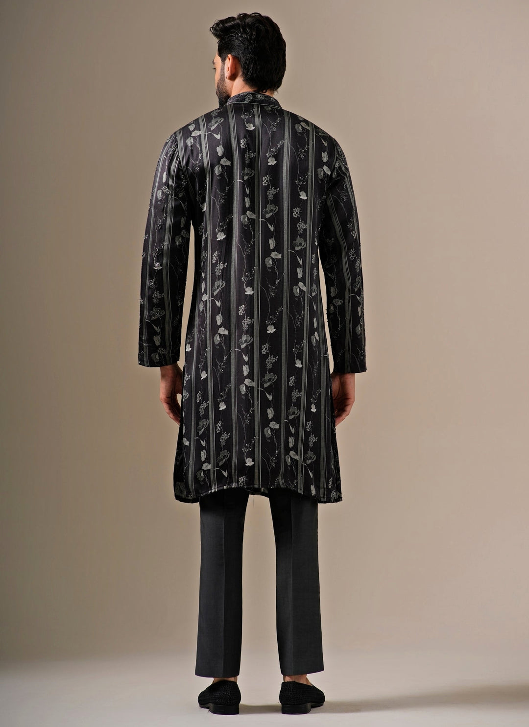Charcoal Black Modal Silk Kurta Set