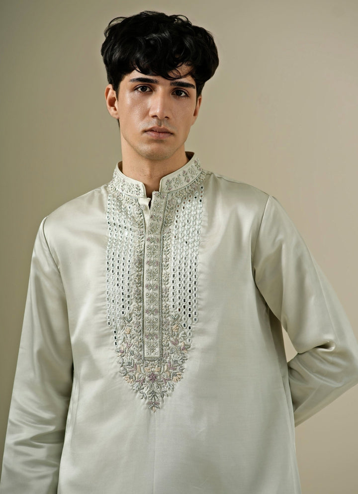 Muted Sage Green Silk Blend Kurta Set